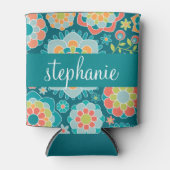 Aangepaste naam kleurrijke zomerpatroon blikjeskoeler (Voorkant)