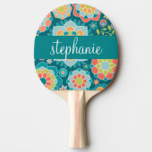 Aangepaste naam kleurrijke zomerpatroon tafeltennisbatje (Voorkant)