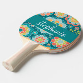 Aangepaste naam kleurrijke zomerpatroon tafeltennisbatje (Voorkant Gekanteld)