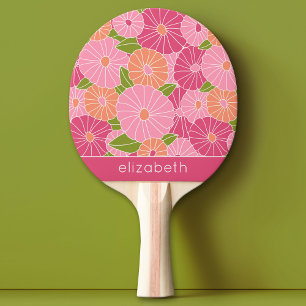 Aangepaste naam kleurrijke zomerpatroon tafeltennisbatje