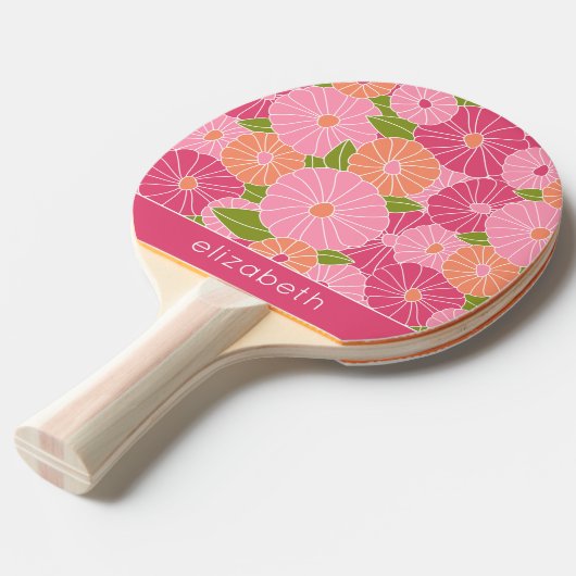 Aangepaste naam kleurrijke zomerpatroon tafeltennisbatje (Voorkant Gekanteld)