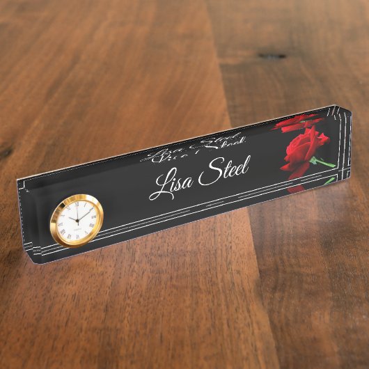 Aangepaste naam Klok Desk Naamplaat Naambordje (Zijkant)