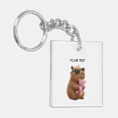 Aangepaste naam Knuffel Capybara Roze Teddybeer Sl Sleutelhanger (Voorkant Links)
