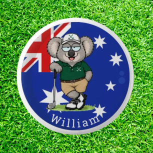 Aangepaste naam Koala-golfer Ronde Button 5,7 Cm