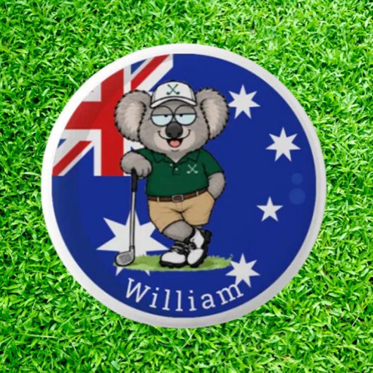 Aangepaste naam Koala-golfer Ronde Button 5,7 Cm