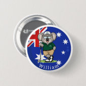 Aangepaste naam Koala-golfer Ronde Button 5,7 Cm (Voorkant /achterkant)