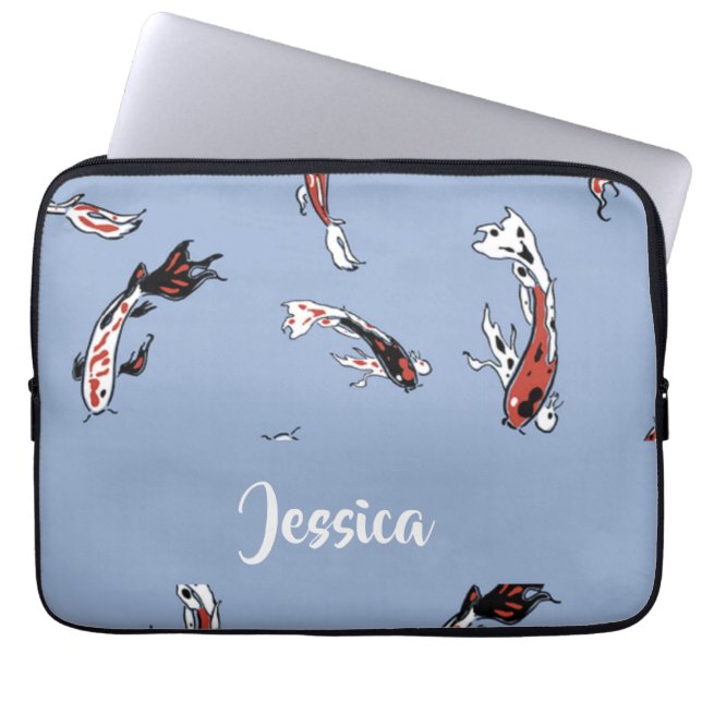 Aangepaste naam koeienblauw laptop sleeve (Voorkant)