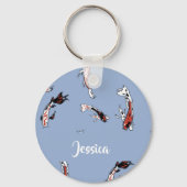 Aangepaste naam koeienblauw sleutelhanger (Voorkant)