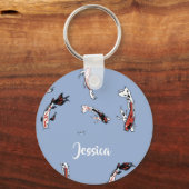 Aangepaste naam koeienblauw sleutelhanger (Voorkant)