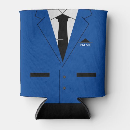 Aangepaste naam Koelbox Blue Suit en Necktie Blikjeskoeler (Voorkant)