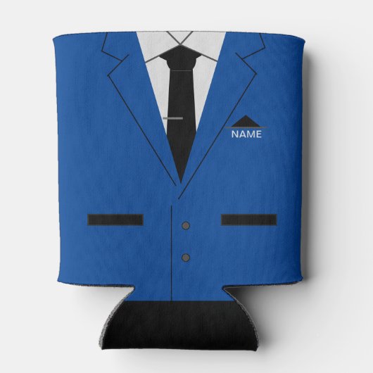 Aangepaste naam Koelbox Blue Suit en Necktie Blikjeskoeler (Achterkant)