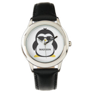 Aangepaste naam koele pinguïnhorloges horloge