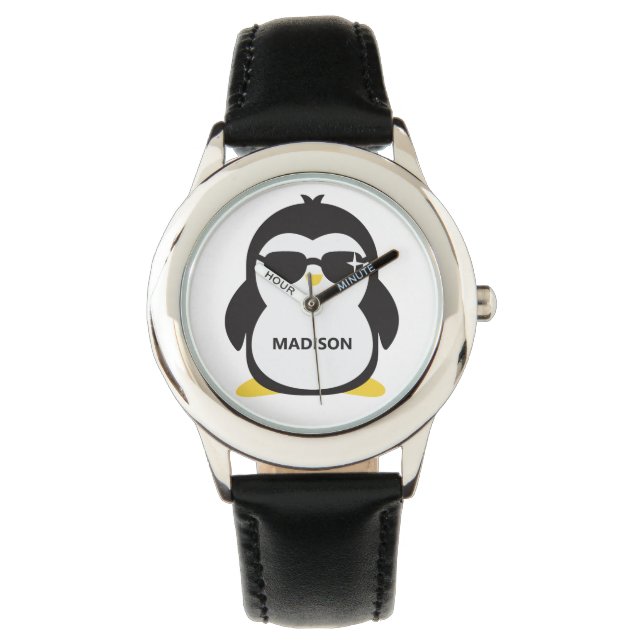 Aangepaste naam koele pinguïnhorloges horloge (Voorkant)