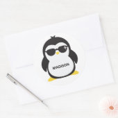Aangepaste naam koele pinguïnstickers ronde sticker (Envelop)