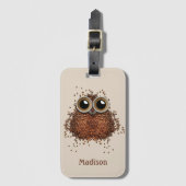 Aangepaste naam Koffee Owl Bagagelabel (Voorkant (verticaal))