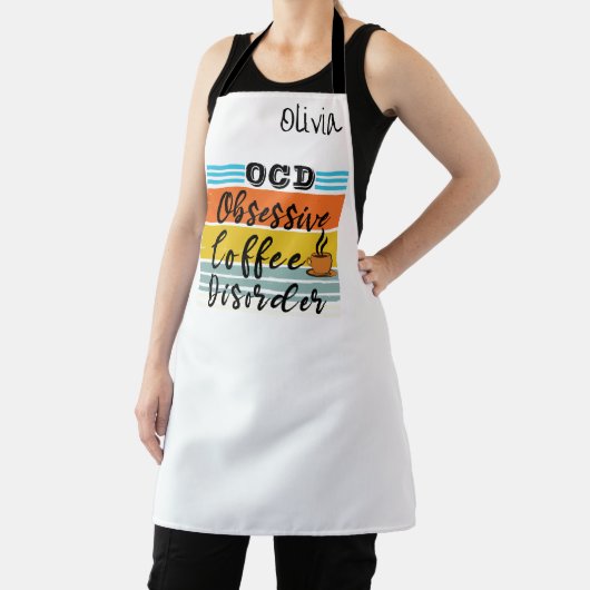 Aangepaste Naam Koffie Barista Funny OCD Spin Schort (Insitu)