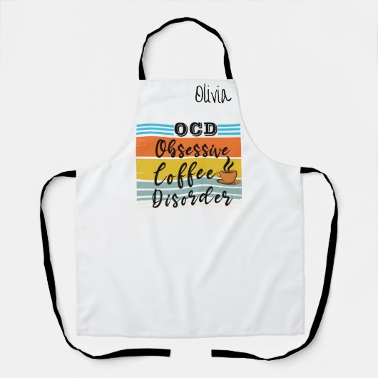 Aangepaste Naam Koffie Barista Funny OCD Spin Schort (Voorkant)