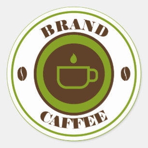 Aangepaste naam koffie-logo ronde sticker