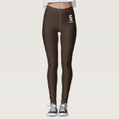 Aangepaste naam koffieboon wit patroon monogram leggings (Voorkant)