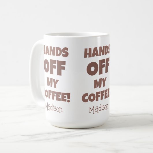 Aangepaste naam koffiewaarschuwing koffiemok (Voorkant links)