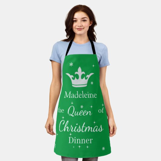 Aangepaste Naam Koningin van het Kerstdiner Schort (Gedragen)