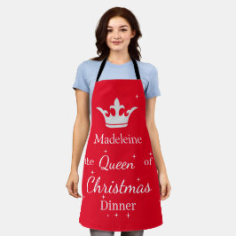 Aangepaste Naam Koningin van het Kerstdiner Schort