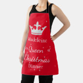 Aangepaste Naam Koningin van het Kerstdiner Schort (Insitu)