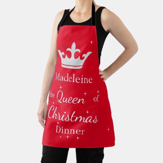 Aangepaste Naam Koningin van het Kerstdiner Schort (Insitu)