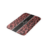 Aangepaste naam koraalroze glitter leopard print badmat (Gekanteld)
