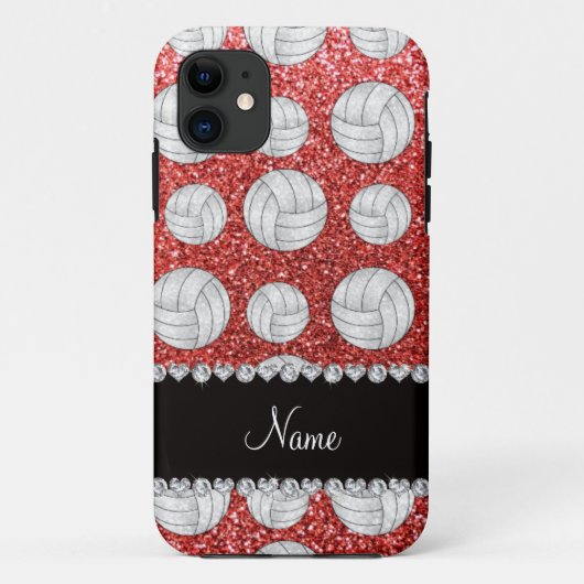 Aangepaste naam koraalroze glitter volleyballen Case-Mate iPhone case (Achterkant)