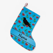 Aangepaste naam kraaiblauwe snoepbogen kleine kerstsok (Voorkant (Hangend))