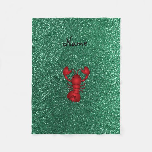 Aangepaste naam kreeft rode munt groene glitter fleece deken (Voorkant)