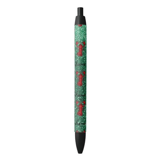 Aangepaste naam kreeft rode munt groene glitter zwarte inkt pen (Voorkant Verticaal)
