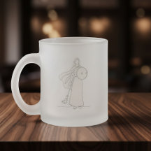 Aangepaste naam - krijgsvrouw lijntekening matglas