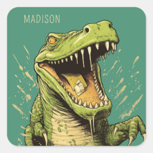 Aangepaste naam Krokodil Vierkante Sticker