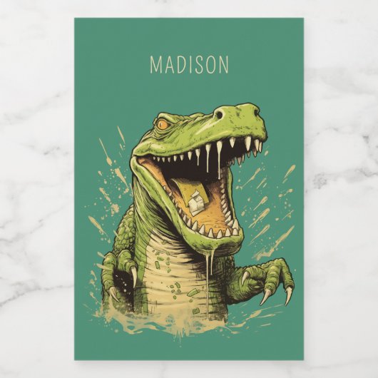Aangepaste naam Krokodil Voedselcontainer Etiket (Enkel label)
