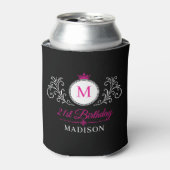 Aangepaste naam kroon embleem elegante monogram ve blikjeskoeler (Blikje Voorkant)