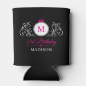 Aangepaste naam kroon embleem elegante monogram ve blikjeskoeler (Achterkant)