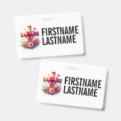 Aangepaste naam kruis christelijk badge (Voor- en achterkant)