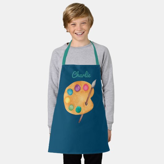 aangepaste NAAM Kunstpalet Kunstpalet verf kinder  Schort (Gedragen)