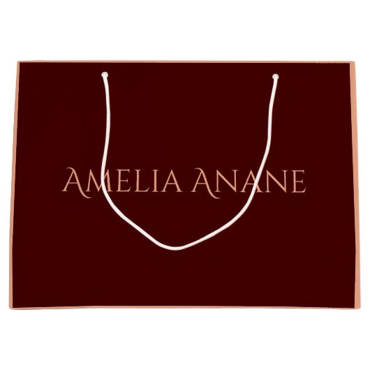 Aangepaste Naam L Elegant Donkerrood & Blush Roze Groot Cadeauzakje (Voorkant)
