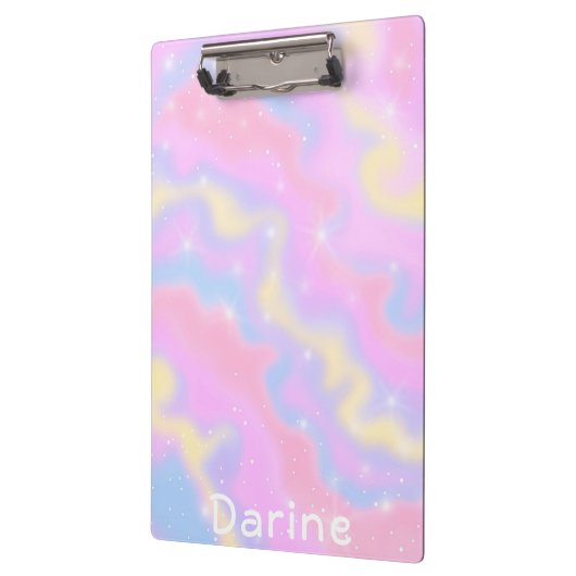 Aangepaste naam l Kleurrijke Sparkles Rainbow Girl Klembord (Links)