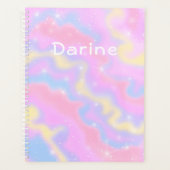 Aangepaste naam l Kleurrijke Sparkles Rainbow Girl Planner (Voorkant)