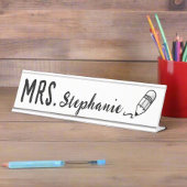 Aangepaste naam l Schattige potlood typografie ler Bureau Naambordje