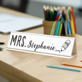 Aangepaste naam l Schattige potlood typografie ler Bureau Naambordje