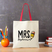 Aangepaste naam l Schattige potlood typografie ler Tote Bag