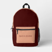 Aangepaste naam l Unique Dark Red & Blush Pink Bedrukte Rugzak (Voorkant)