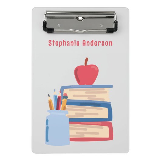 Aangepaste naam l Waterverf Elementary Teacher Kin Mini Klembord (Voorkant)