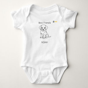 Aangepaste naam Labrador Puppy Minimalistische Lij Romper