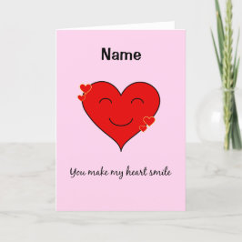 Aangepaste naam lachend hart roze feestdagen kaart